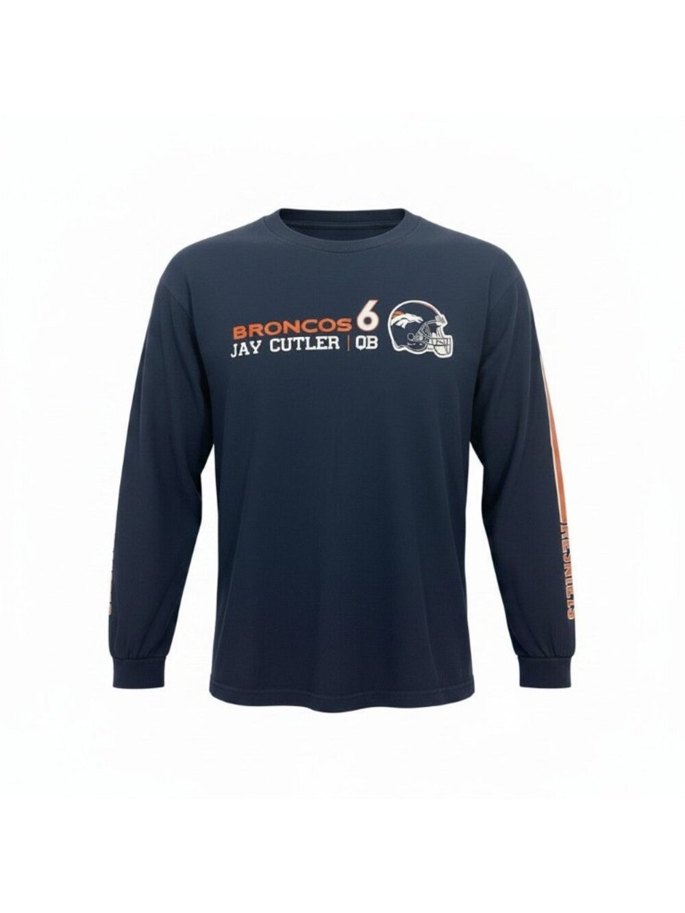 Mens NFL Denver Broncos T-Shirt Sz Small Jay Cutler #6 Long Sleeve Navy NO TAG